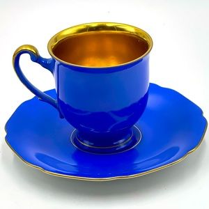 Hutschenreuther Selb Bavaria Germany Royal Bavarian China-Gold & Blue Cup/Saucer